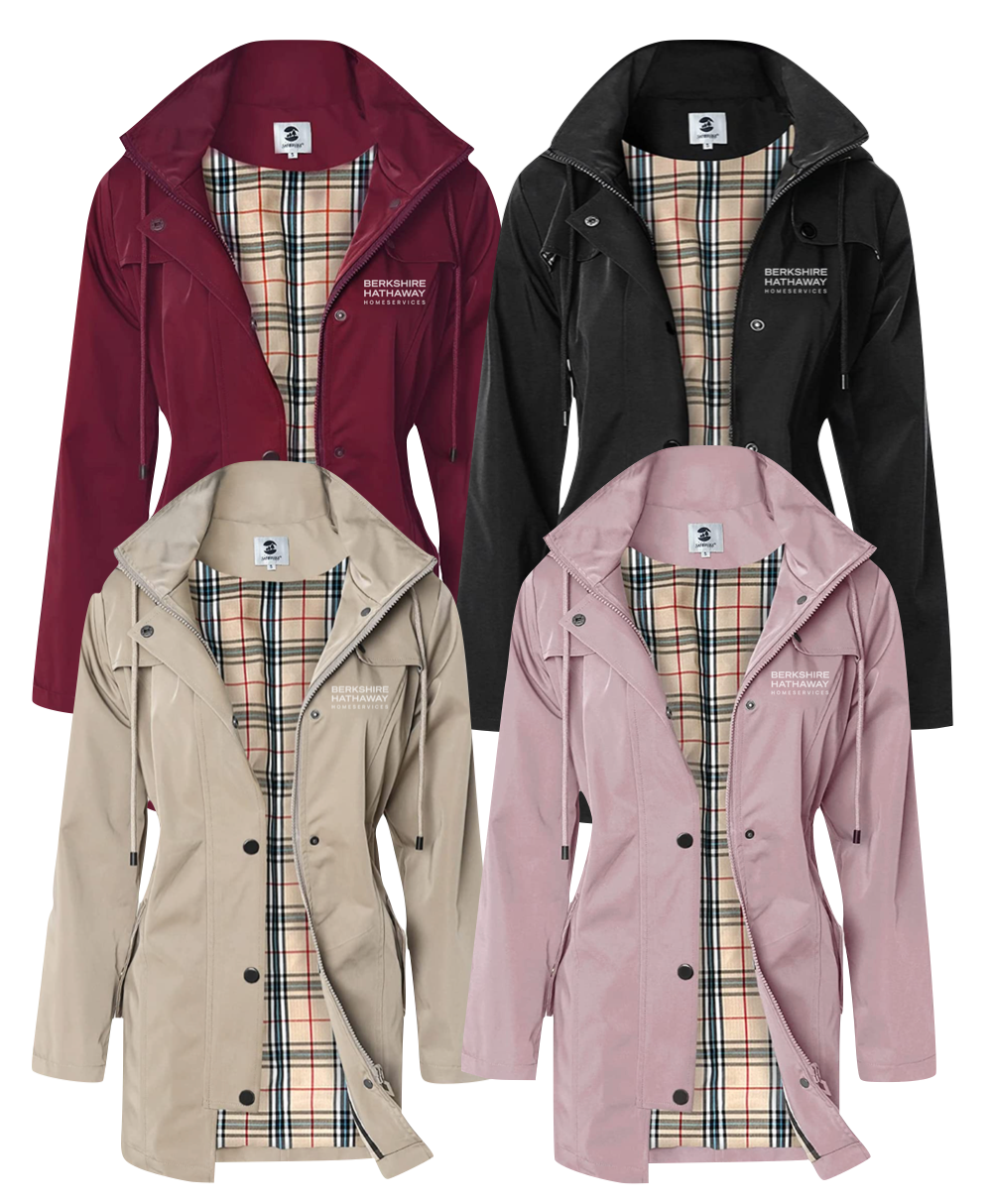 (In-Stock) Womens Plaid Lined Berkshire Hathaway HomeServices  Water Resistant Jacket