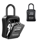 Black Berkshire Hathaway HomeServices combination lockbox shown open with keys and closed