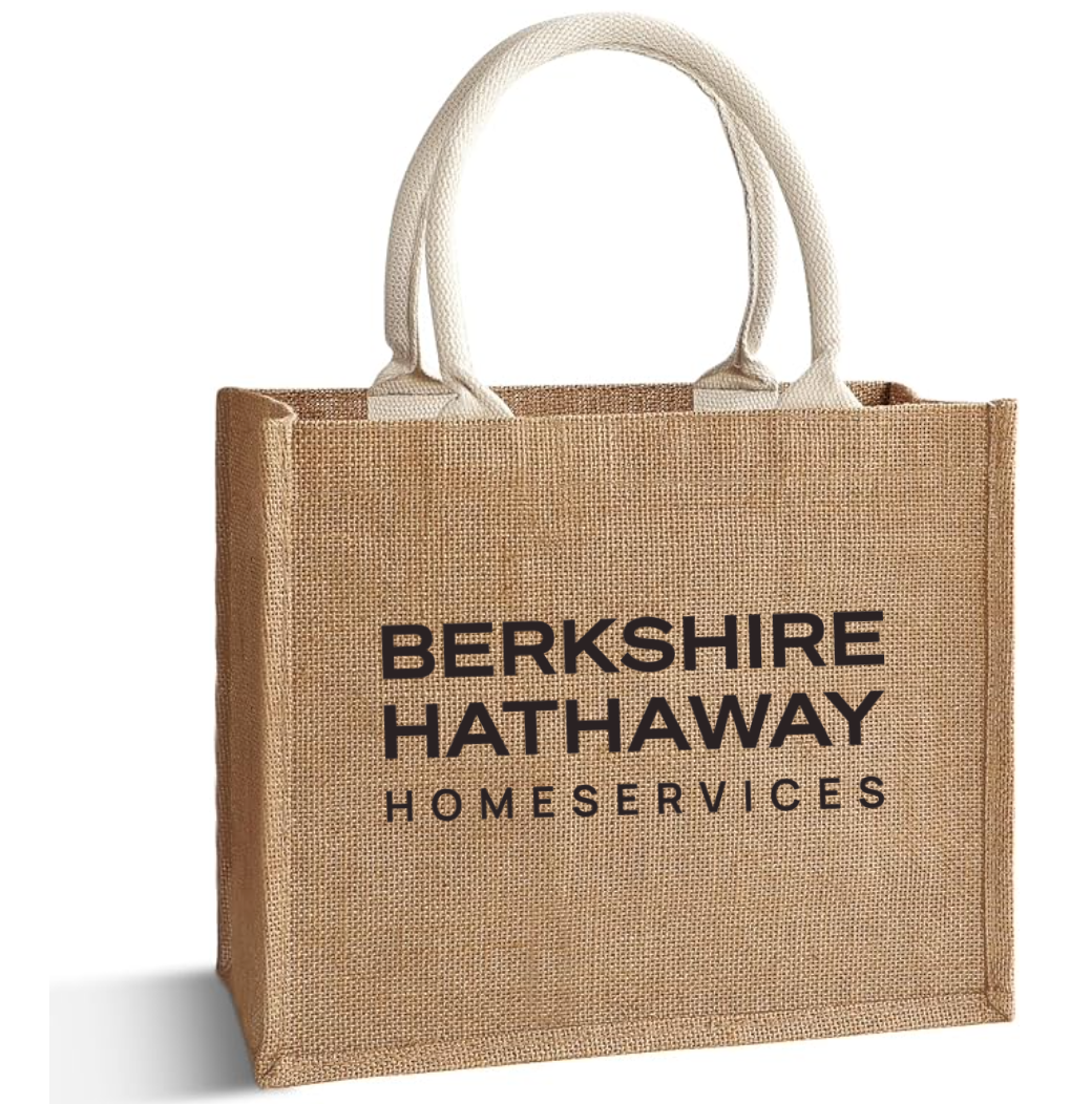 Berkshire Hathaway HomeServices woven jute beach tote