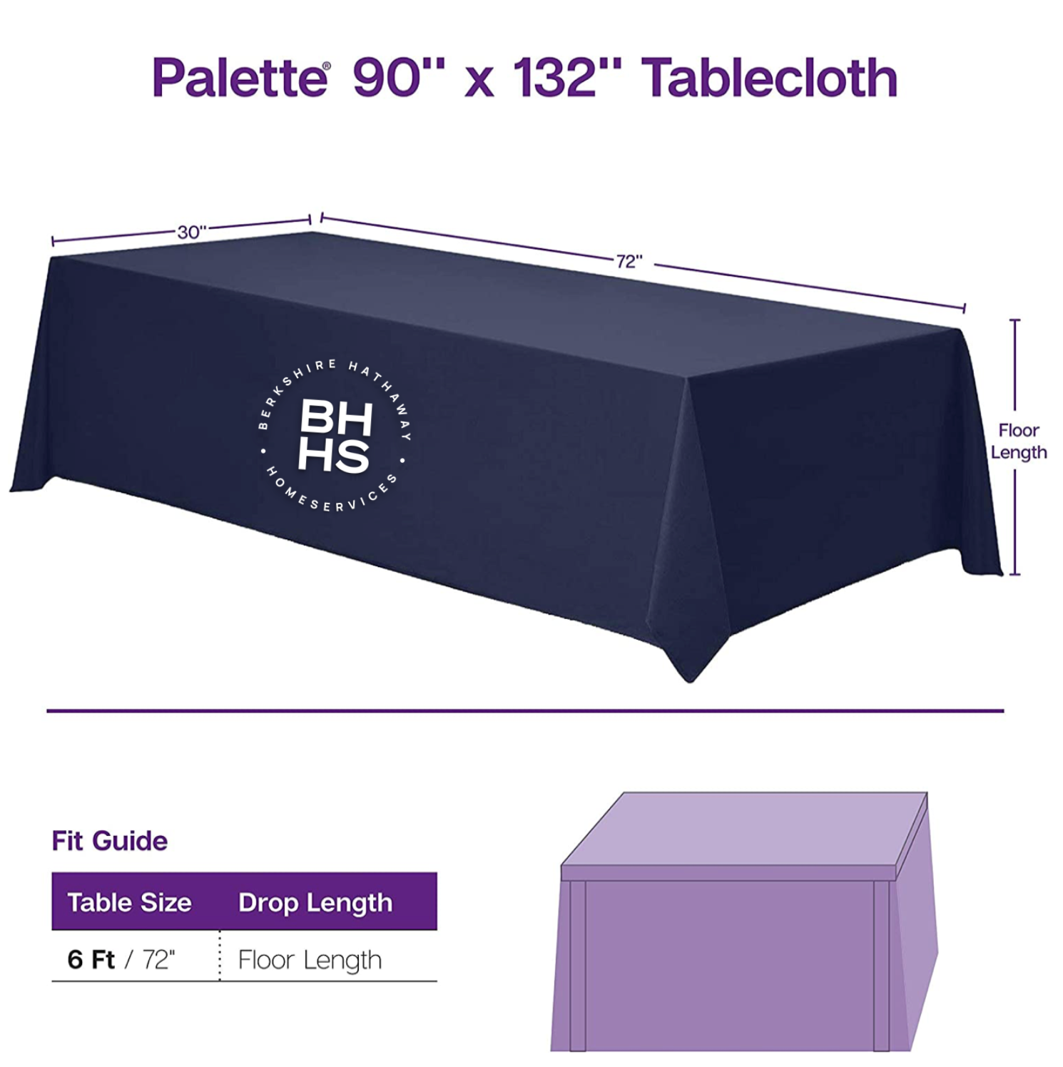 Berkshire Hathaway HomeServices Tablecloth 90 x 132" For 6' Table